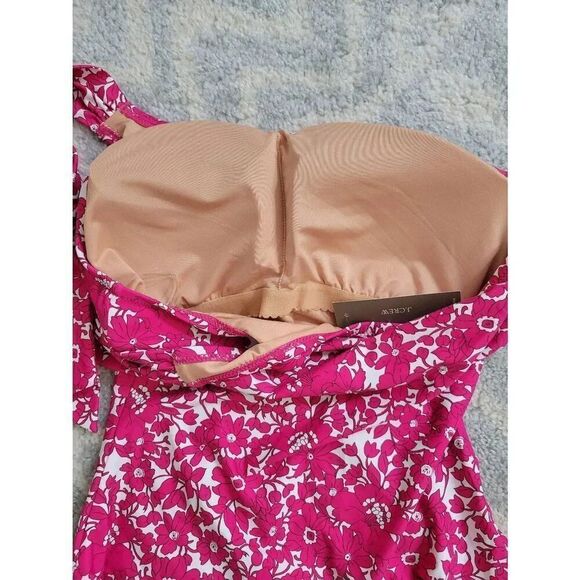 J. Crew Bow one-shoulder one-piece swimsuit in blushing meadow 8 NWT - Picture 9 of 10